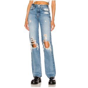 FRAME straightleg distressed medium wash Le Jane jeans in Sunkissed size 27